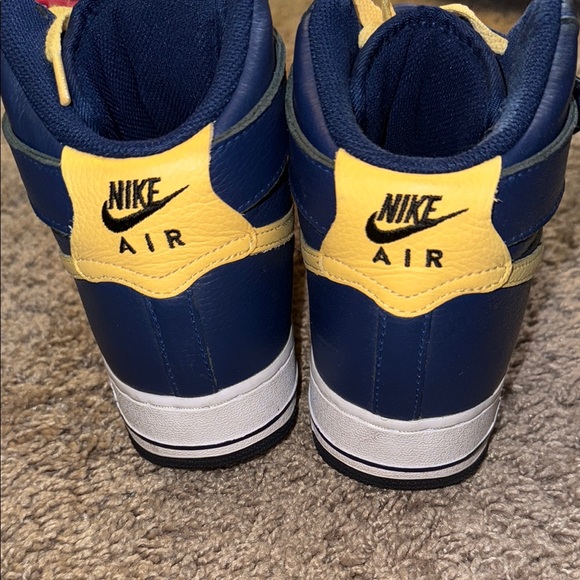 Nike Women’s Air Force 1 High Top Sneakers - Blue and Yellow - Picture 4 of 6